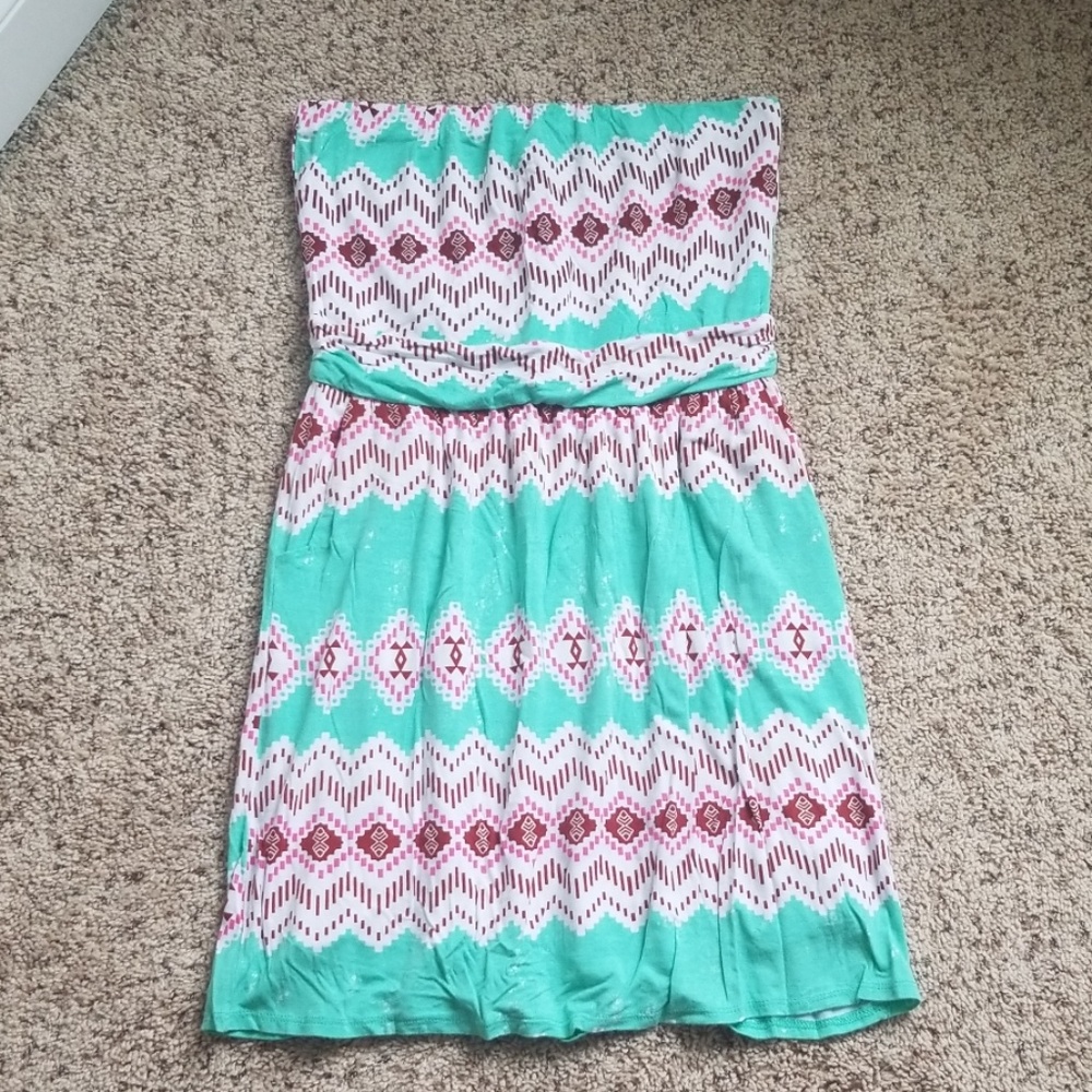 Aztec print strapless dress